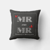 Mr en Mr White Lace Word Art Red Butterflies Kussen (Achterkant)