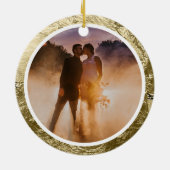 Mr. en Mrs. 1st Kerstmis Glitter Star Foto Keramisch Ornament (Achterkant)