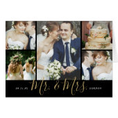Mr en Mrs 5 Foto Bruiloft Bedankkaart (Voorkant Horizontaal)