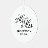 Mr en Mrs aandenken trouwornament met foto Metalen Ornament (Voorkant links)