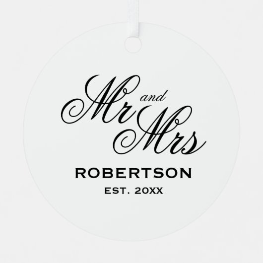Mr en Mrs aandenken trouwornament met foto Metalen Ornament (Voorkant)