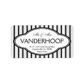 Mr en Mrs Achternaam Bold Black Mod Stripes Etiket (Voorkant)