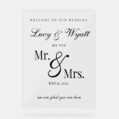 Mr en Mrs Acrylic Wedding Welkom Teken Acryl Bord (Voorkant)