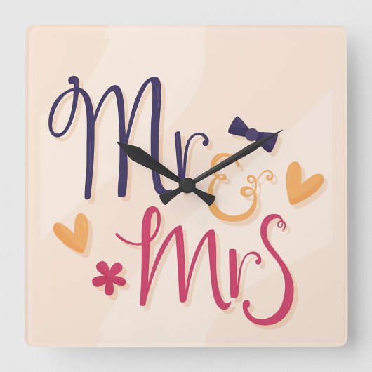 Mr en Mrs AcrylWall Clock Vierkante Klok