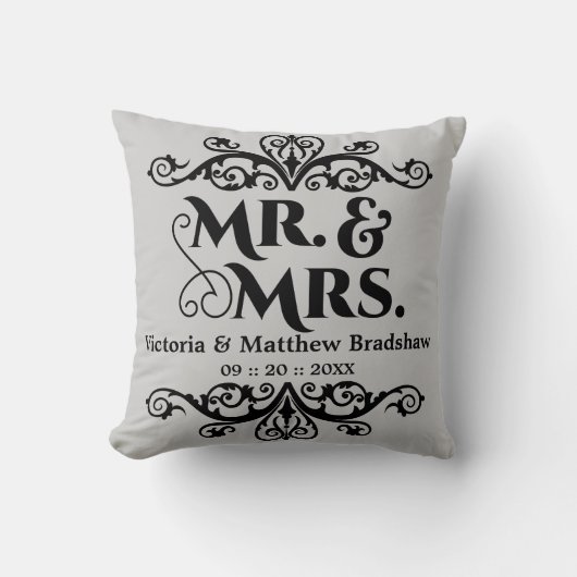 Mr en Mrs Background Color Wedding Kussen (Voorkant)