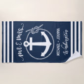 Mr en Mrs Beach Handdoeken, Huwelijkscadeau, Perso Strandlaken (Voorkant)