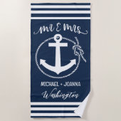 Mr en Mrs Beach Handdoeken, Huwelijkscadeau, Perso Strandlaken (Voorkant)