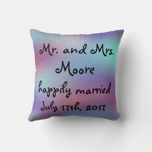 Mr. en Mrs Beauful Personalized Wedding Kussen (Achterkant)