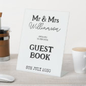 Mr en Mrs Black and White bruiloft gastenboek Reclamebord Met Voetstuk (Insitu)