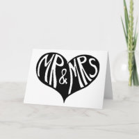 Mr. en Mrs Black and White Heart Shape Wedding