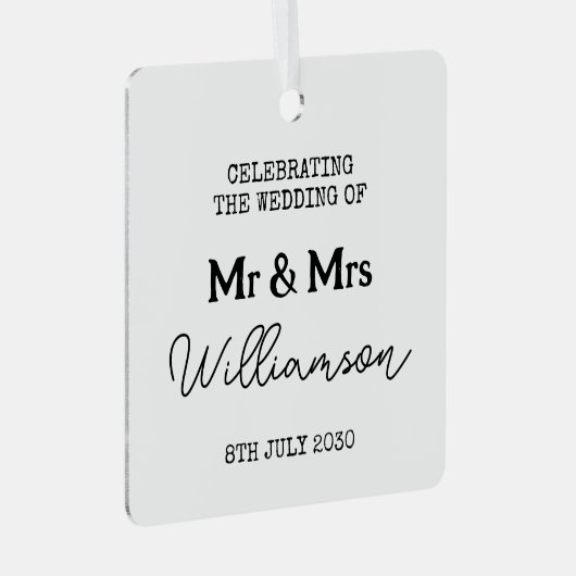Mr en Mrs Black and White Naam Metalen Ornament (Voorkant Rechts)