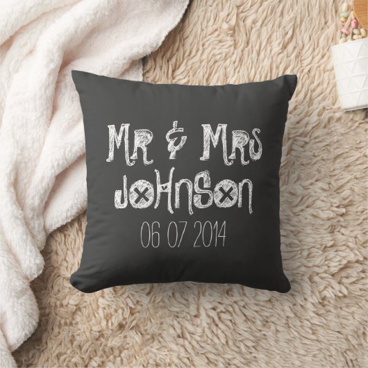Mr. en Mrs. Black chalkboard bruiloft werpen kusse Kussen (Deken)