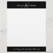 Mr en Mrs Black en White Monogram Passen getrouwd Briefhoofd (Voorkant)
