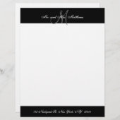 Mr en Mrs Black en White Monogram Passen getrouwd Briefhoofd (Voorkant / Achterkant)