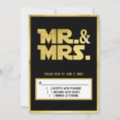Mr en Mrs Black Gold Sci Fi Bruiloft RSVP Kaart (Voorkant)