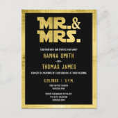 Mr en Mrs Black Gold Sci Fi bruiloft uitnodiging (Voorkant)