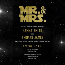 Mr en Mrs Black Gold Sci Fi Theme Wedding