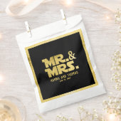 Mr en Mrs Black Gold Sci Fi Theme Wedding Bedankzakje (Geknipt)