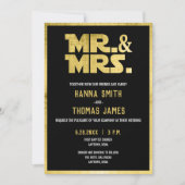 Mr en Mrs Black Gold Sci Fi Theme Wedding Kaart (Voorkant)