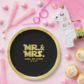 Mr en Mrs Black Gold Sci Fi Theme Wedding Papieren Bordje (Feest)
