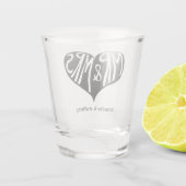 Mr en Mrs Black Heart Shape Wedding Shot Glas (Achterkant)