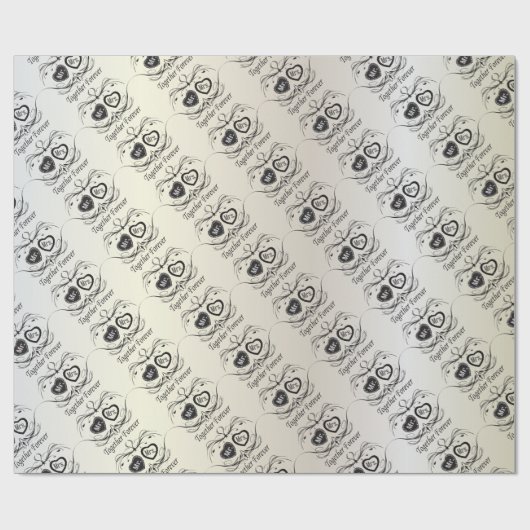 Mr. en Mrs Black Print op White | Weddenschap Cadeaupapier (Vlak)