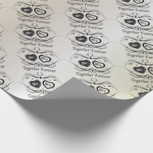 Mr. en Mrs Black Print op White | Weddenschap Cadeaupapier (Hoek)