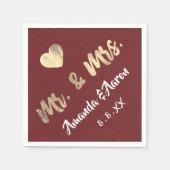 Mr en Mrs Black White Names Heart Maroon Servet (Voorkant)