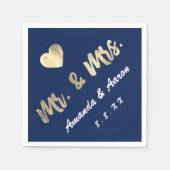 Mr. en Mrs. Black White Names Heart Navy Servet (Voorkant)