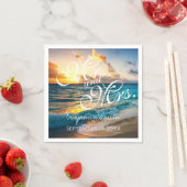 Mr. en Mrs Blue Beach Wedding Name Date Napkins Servet (Insitu)