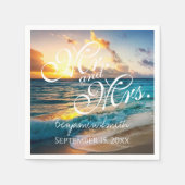 Mr. en Mrs Blue Beach Wedding Name Date Napkins Servet (Voorkant)