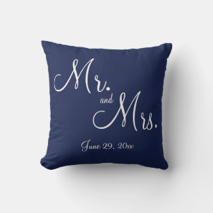 Mr en Mrs Blue Nautical Wedding Kussens
