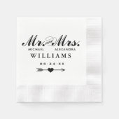 Mr en Mrs Boho Love Arrow Trouwmonogram Servet (Voorkant)