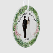 Mr. en Mrs. bride groom African American koppel Ornament (voorkant)