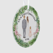 Mr. en Mrs. bride groom kind caucasian family Ornament (voorkant)