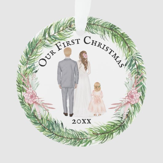 Mr. en Mrs. bride groom kind caucasian family Ornament (voorkant)