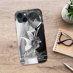 Mr en Mrs Calligrafie Script Photo Personalized Case-Mate iPhone Case
