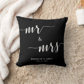 Mr en Mrs Calligraphy Black Wedding Kussens (Deken)
