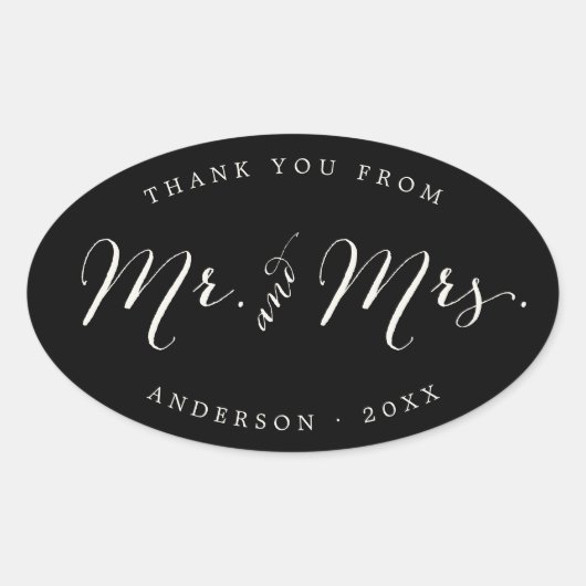 Mr en Mrs Calligraphy Script Wedding Stickers (Voorkant)
