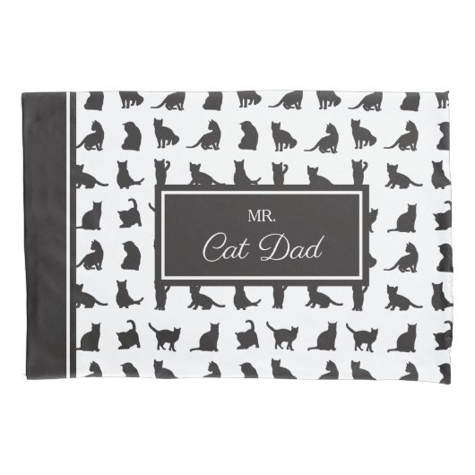 Mr. en Mrs Cat Mam en Pap Black and White Pattern Kussensloop (Voorkant-Links)