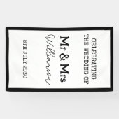 Mr. en Mrs. Celebration zwart-wit spandoek (Horizontaal)