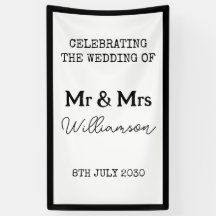 Mr. en Mrs. Celebration zwart-wit spandoek