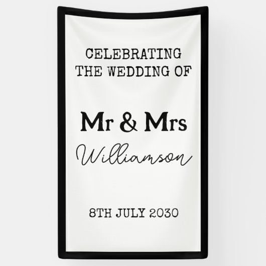 Mr. en Mrs. Celebration zwart-wit spandoek (Verticaal)