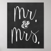 Mr en Mrs Chalkboard Wedding Sign Poster (Voorkant)