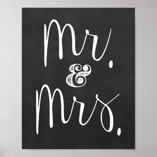 Mr en Mrs Chalkboard Wedding Sign Poster (Voorkant)