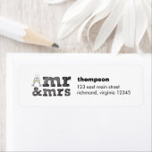 Mr en Mrs champagneglazen retourlabel Etiket (Insitu)