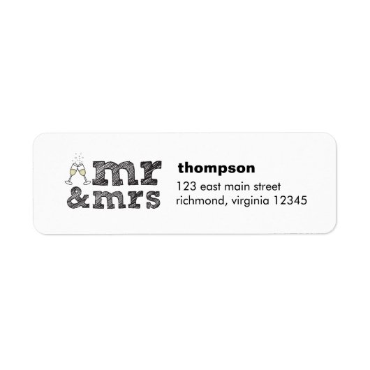 Mr en Mrs champagneglazen retourlabel Etiket (Voorkant)