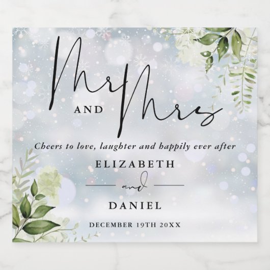 Mr en Mrs Cheers houden van winterbruiloft Bier Etiket (Enkel label)