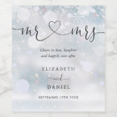 Mr. en Mrs. Cheers om te houden van script winter Wijn Etiket (Enkel label)