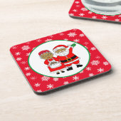 Mr. en Mrs Claus, Afrikaans-Amerikaanse kerstman Bier Onderzetter (Linkerzijde)
